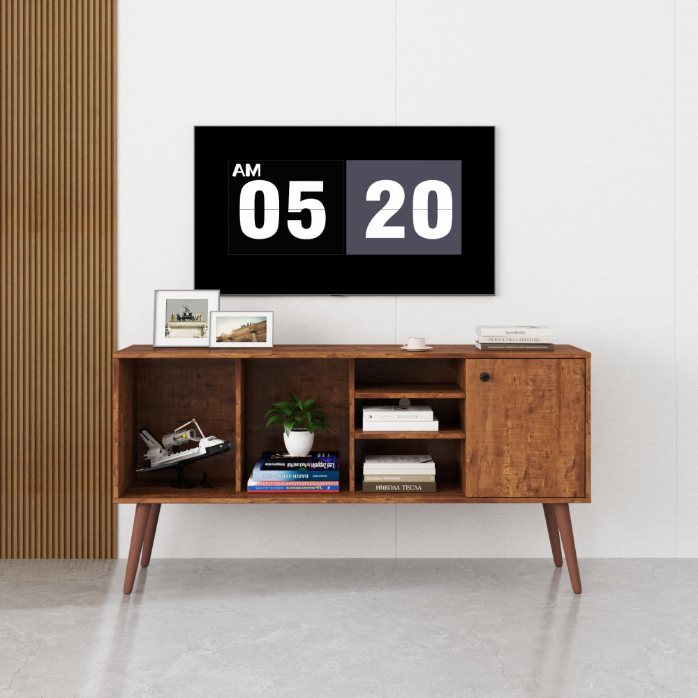 TV Stands for Living Room, Industrial TV Stand for Bedroom Furniture, Farmhouse TV Stand 80 Inch Television Stand , Modern Horizontal Wood and Metal Open Bookshelf
