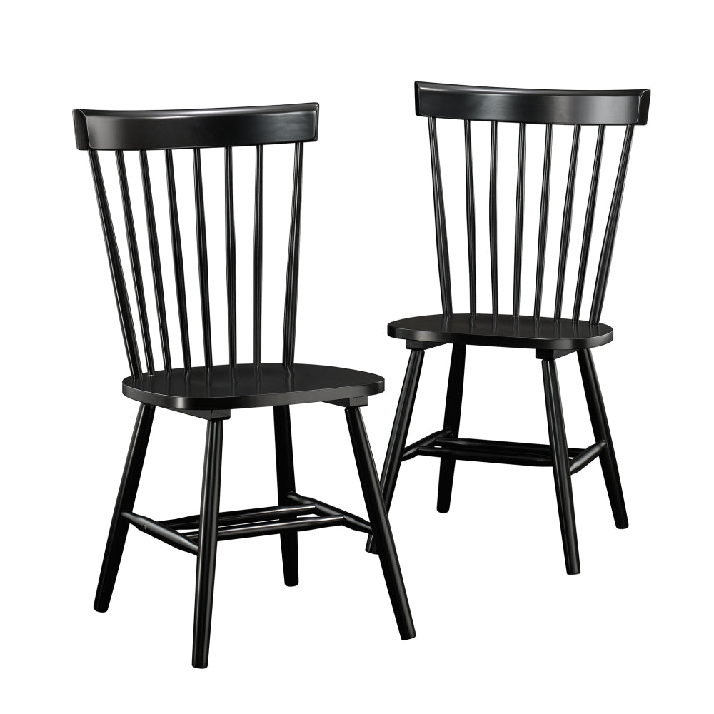 Sauder New Grange Spindle Back Chairs, Black finish, L: 20.47" x W: 21.26" x H: 36.22"