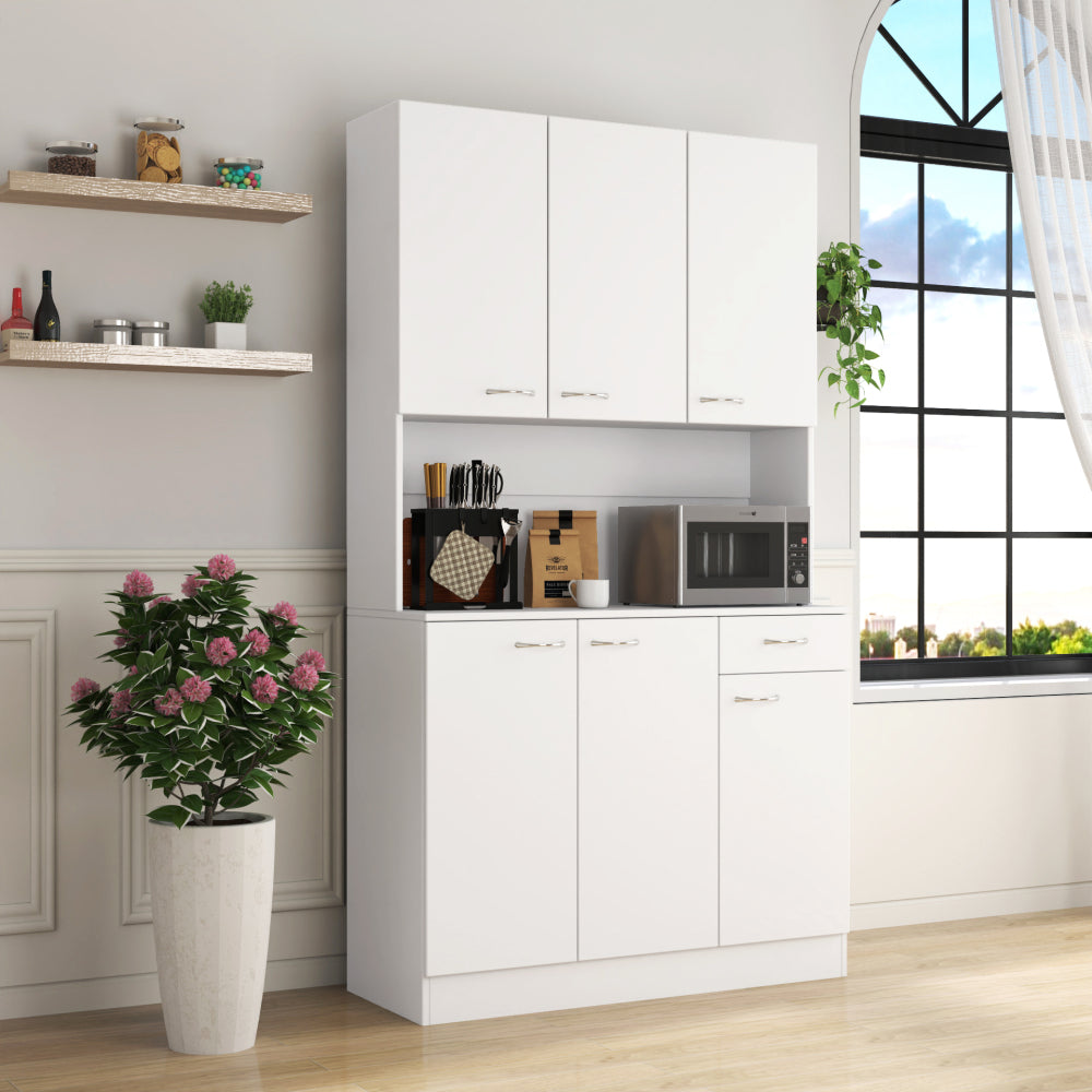 70.87" Tall Wardrobe& Kitchen Cabinet, with 6-Doors, 1-Open Shelves and 1-Drawer for bedroom,White