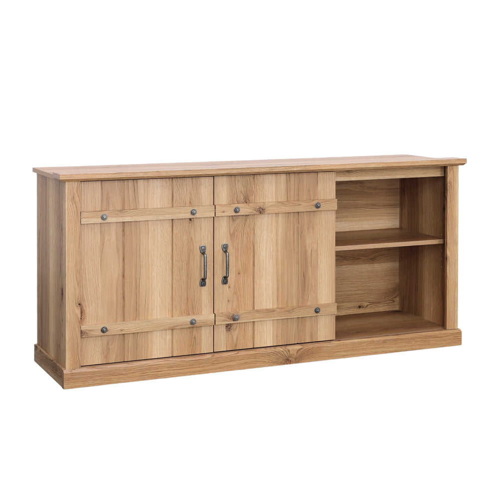 TV Credenza with Sliding Doors in Timber Oak