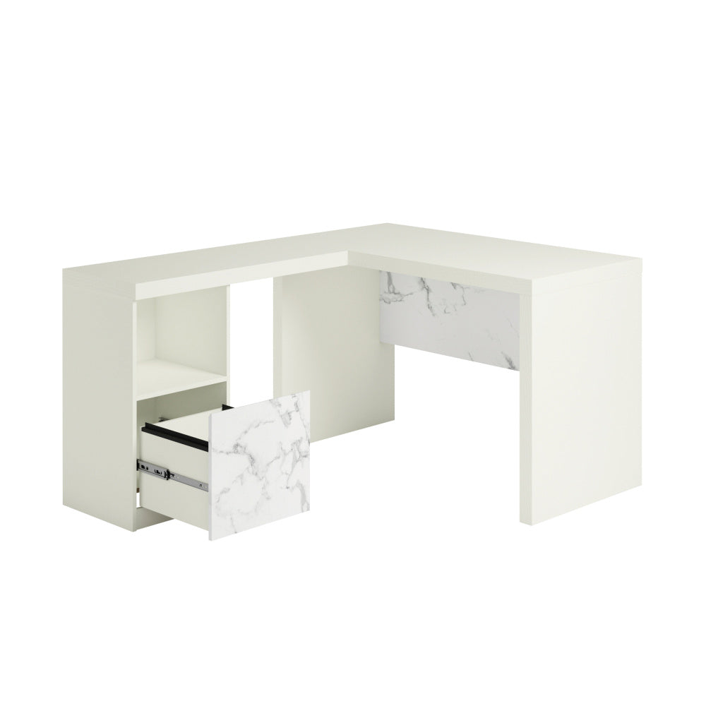 L-Shaped Desk, White finish