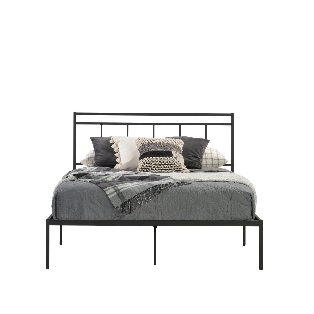 Queen Platform Bed With Headboard, Black finish