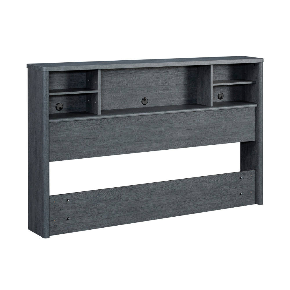 Full/Queen Bookcase Headboard, Denim+Brown finish