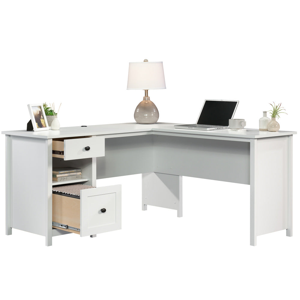 Sauder County Line L-Desk, Soft White Finish