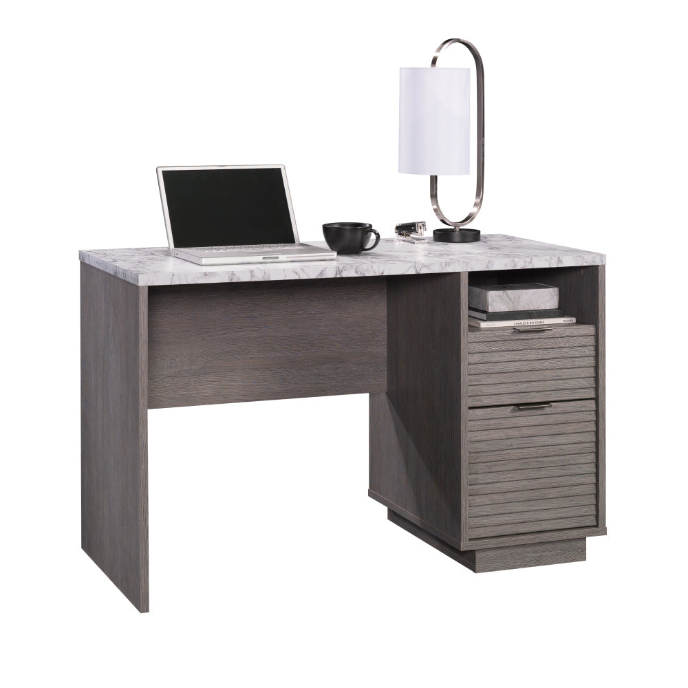 Sauder East Rock Contemporary Single Ped Desk, L: 47.17" x W: 23.47" x H: 30.00", Ashen Oak Finish