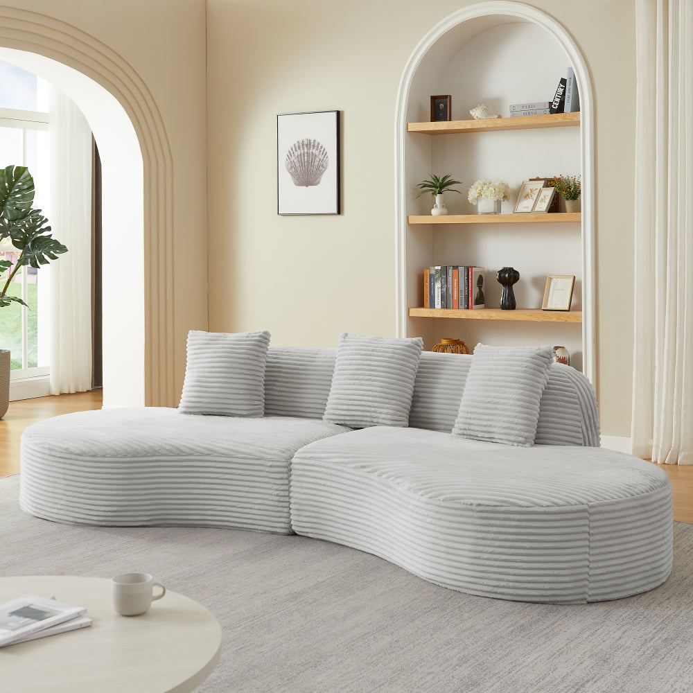 Contemporary Corduroy Compressed Upholstered Curved Sectional Sofa with Scatter Cushions-No assembly required,Upholstered Oversized Couches for Living Room,Apartment