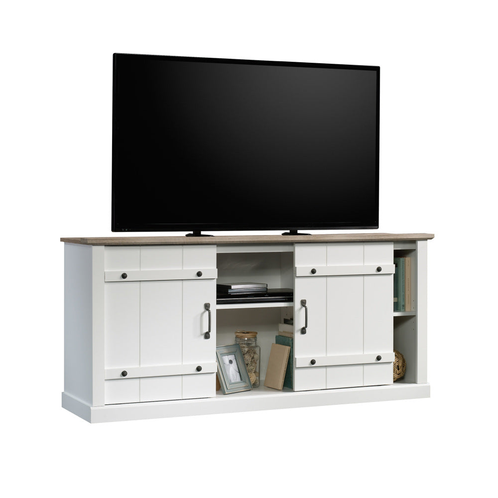 Sauder Miscellaneous Entertainment Farmhouse TV Stand, for TVs up to 70", Soft White Finish