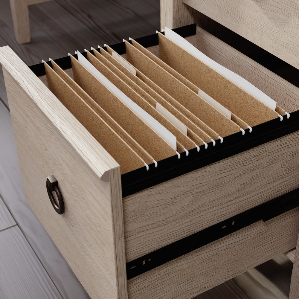 Sauder East Adara Single Pedestal Desk, Cascade Oak Finish