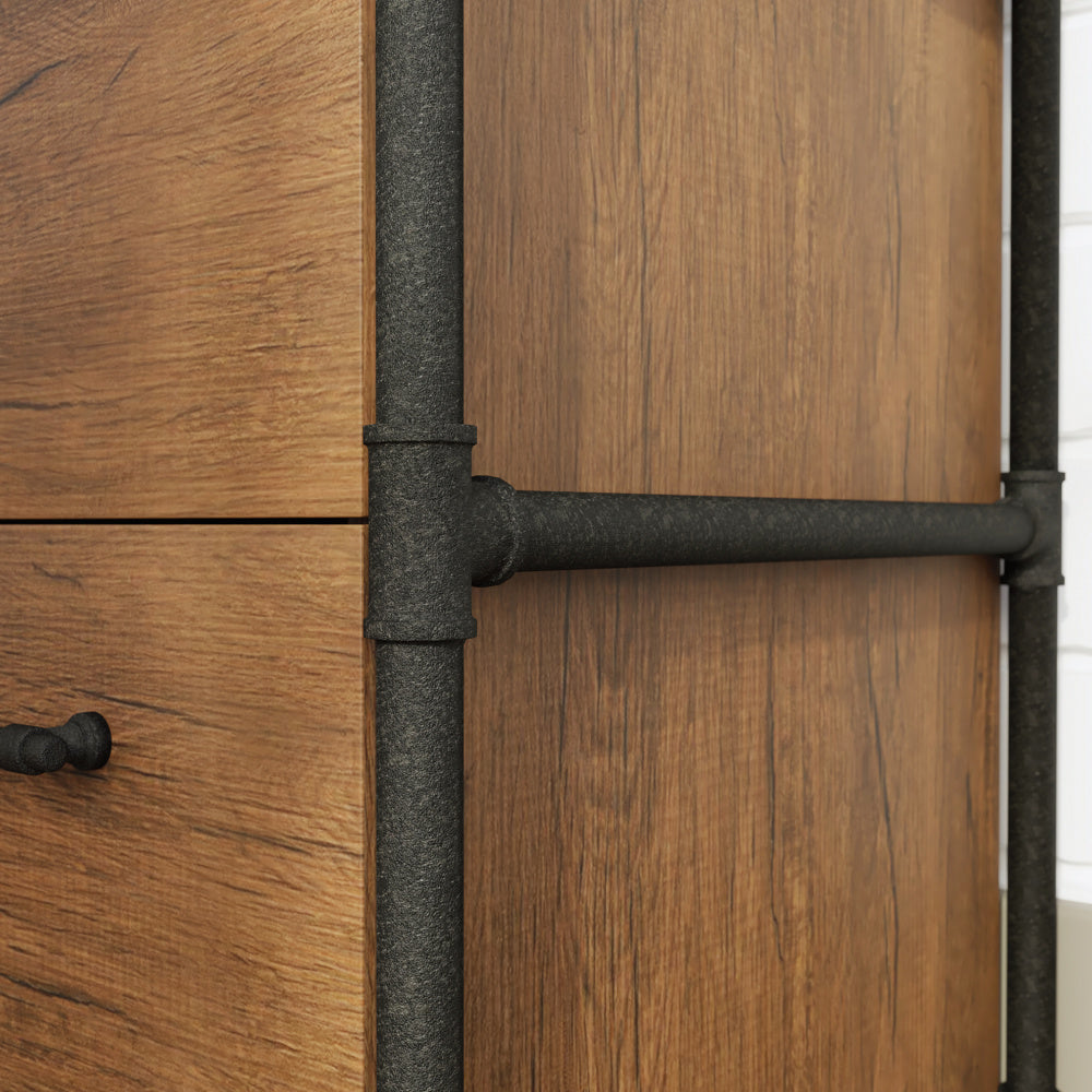 Sauder Iron City Lateral File, Checked Oak Finish
