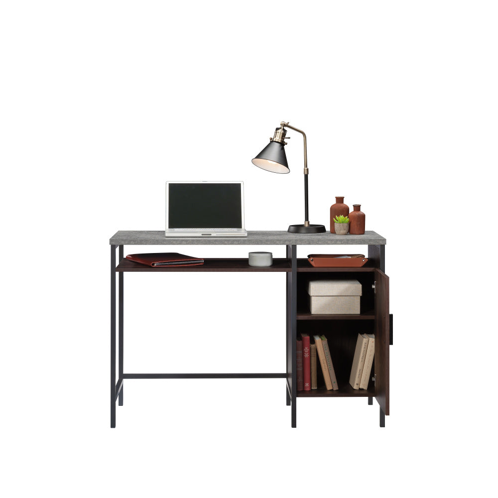 Sauder Market Commons Single Pedestal Desk, Rich Walnut Finish
