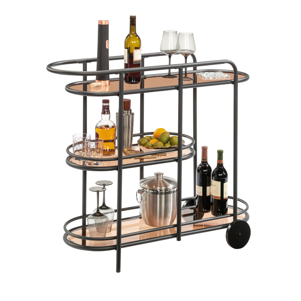 Coral Cape Modern Metal Bar Cart Black