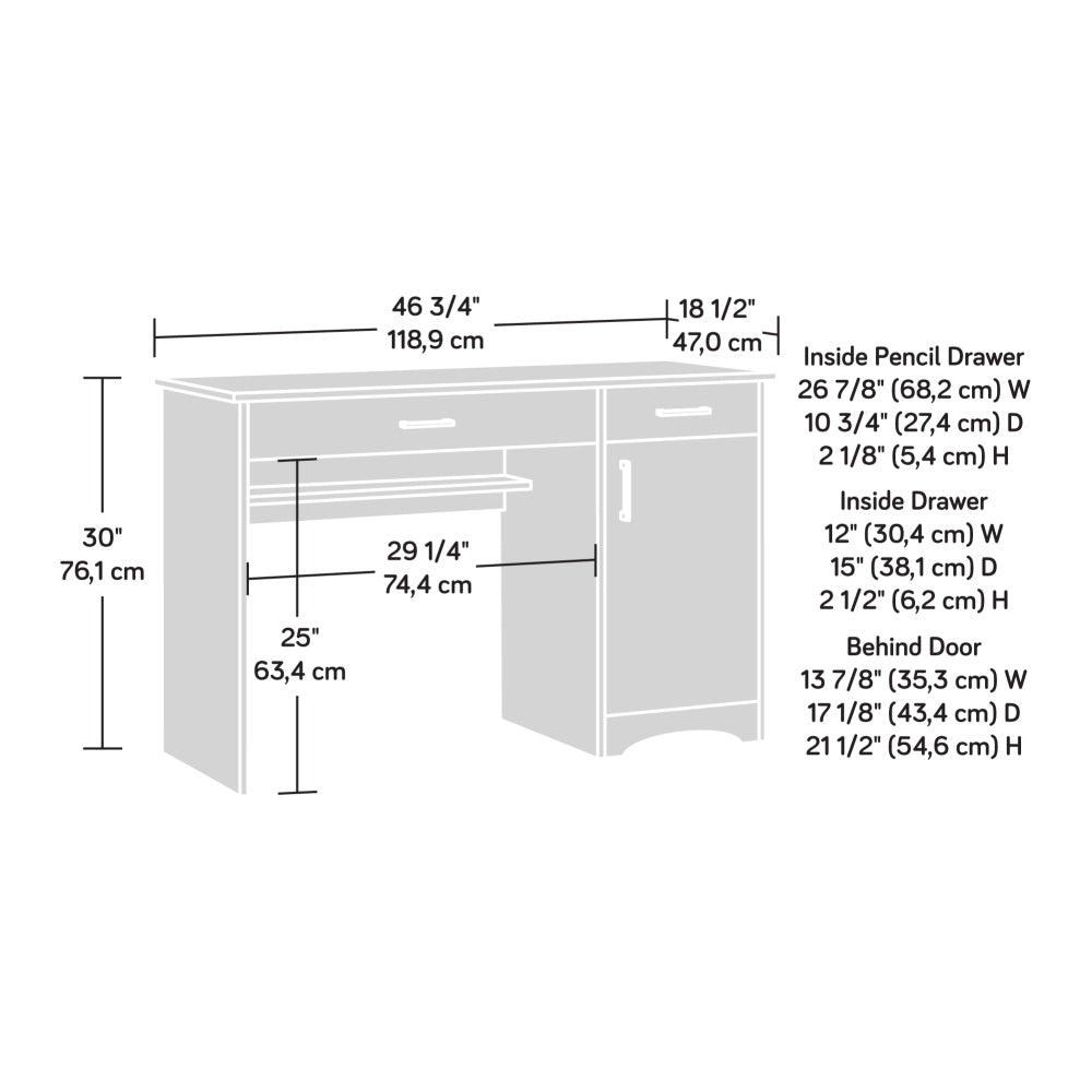 Sauder Beginnings Computer Desk with Drawers, Large Surface and Storage, Home Office Desk - Silver Sycamore Finish