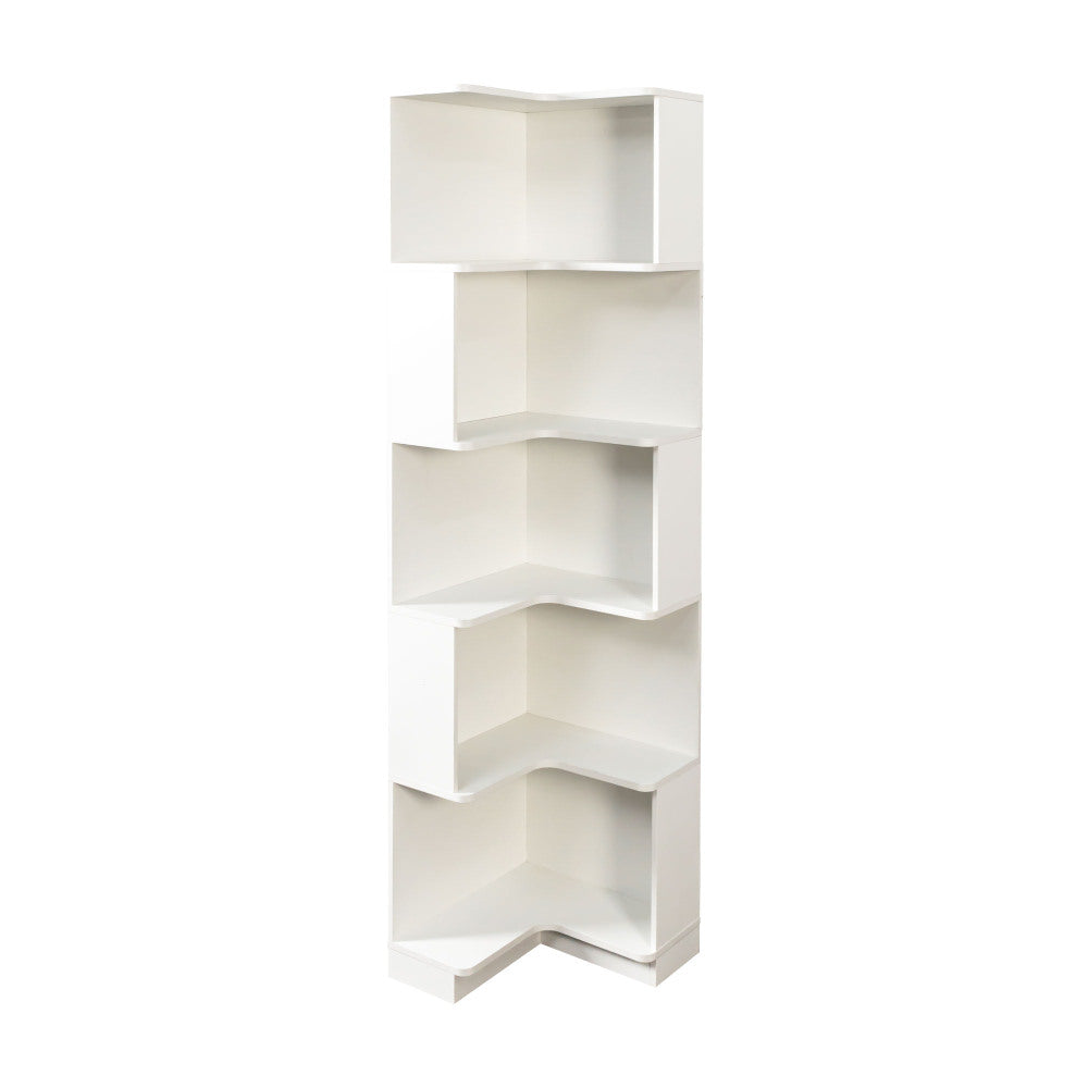 Corner Book Shelf - 5 Tier Corner Bookshelf  Bookcase with Baffle, Freestanding L Shaped Display Shelf Stand with led lights for Home Office, Living Room, Bedroom, Kitchen