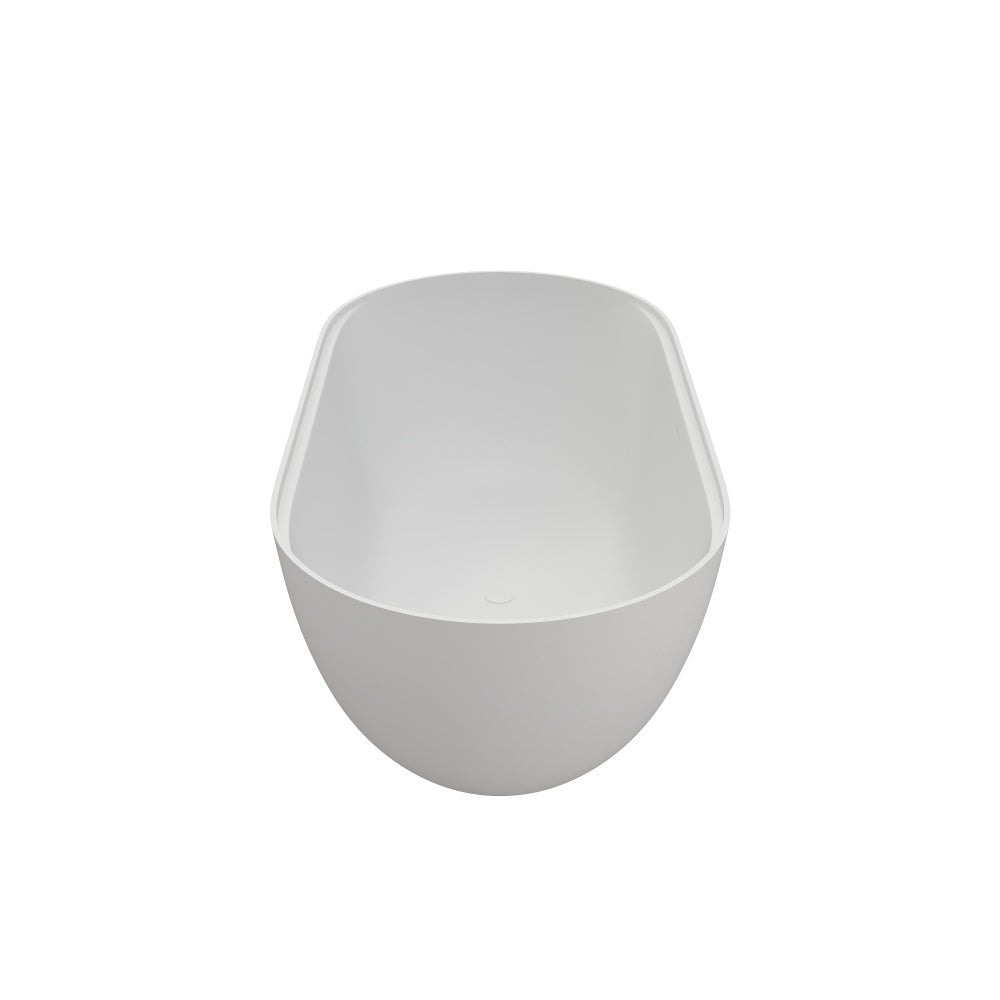 59" Premium Solid Surface Deep Soaking Bathtub With Acrylic Shelf