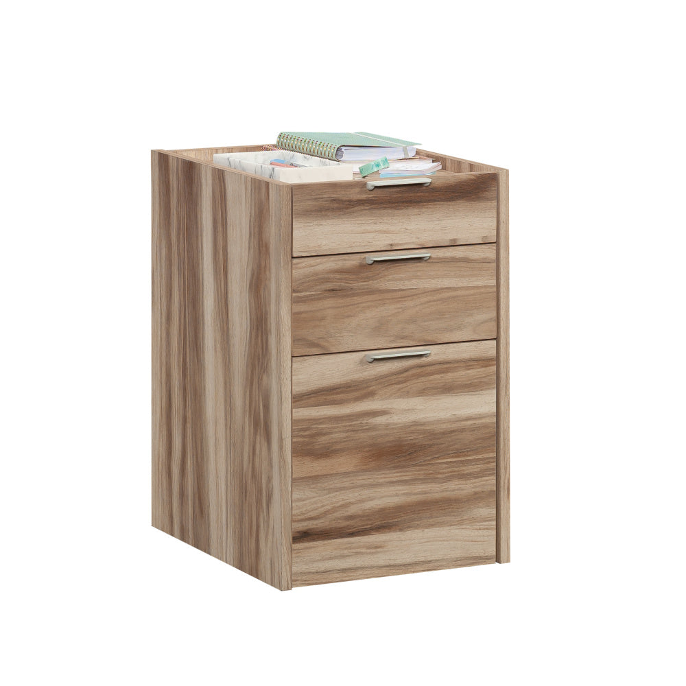 Sauder Bergen Circle Engineered Wood Mobile Pedestal in Kiln Acacia/Brown