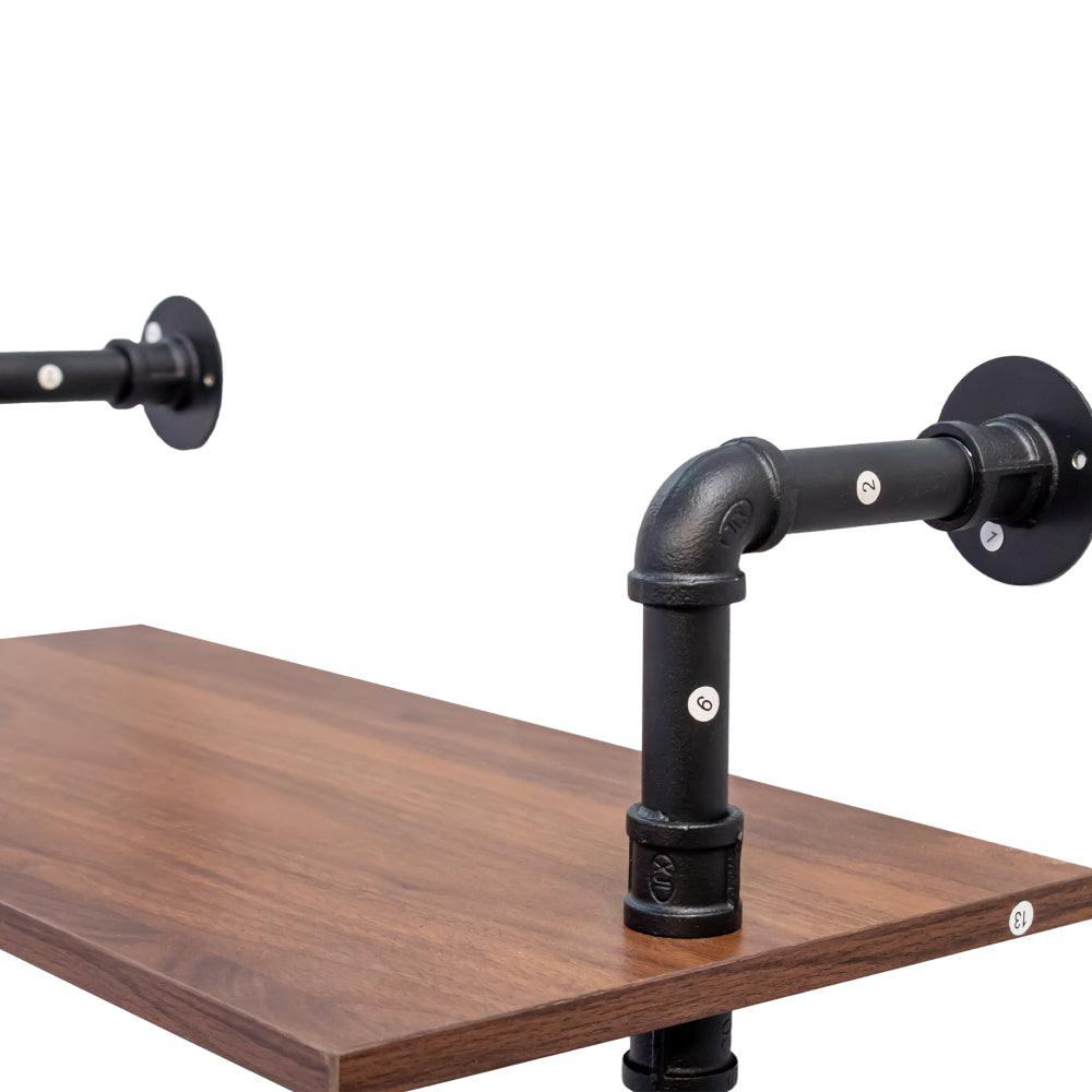 Industrial Pipe Shelf 3 Tier and 2 Tier Wall Mounted Shelves  36in Wood Display Shelves, and 3 additional hooks,Farmhouse Kitchen Bar Shelf, DIY Bookshelf Unit Hanging Wall Shelves for Bedroom...