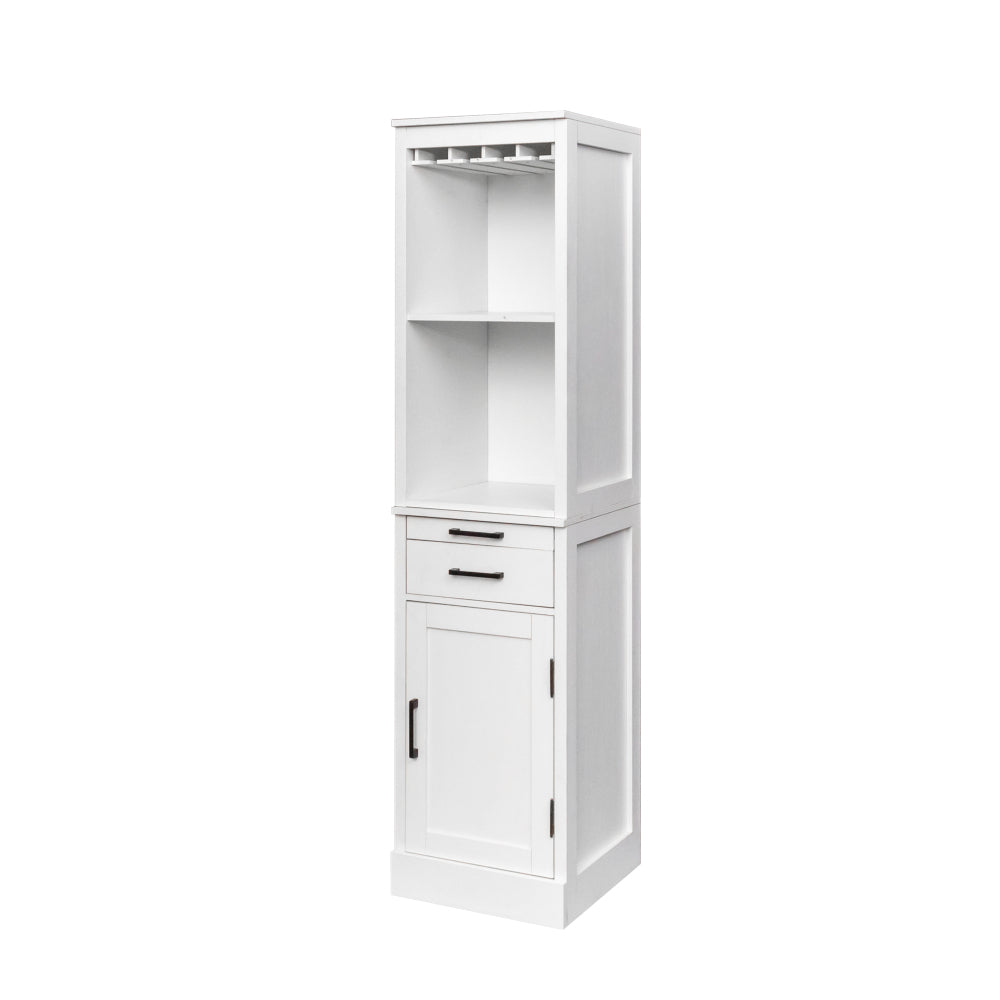 WHITE color modular wine bar Cabinet with Storage Shelves with Hutch for Dining Room