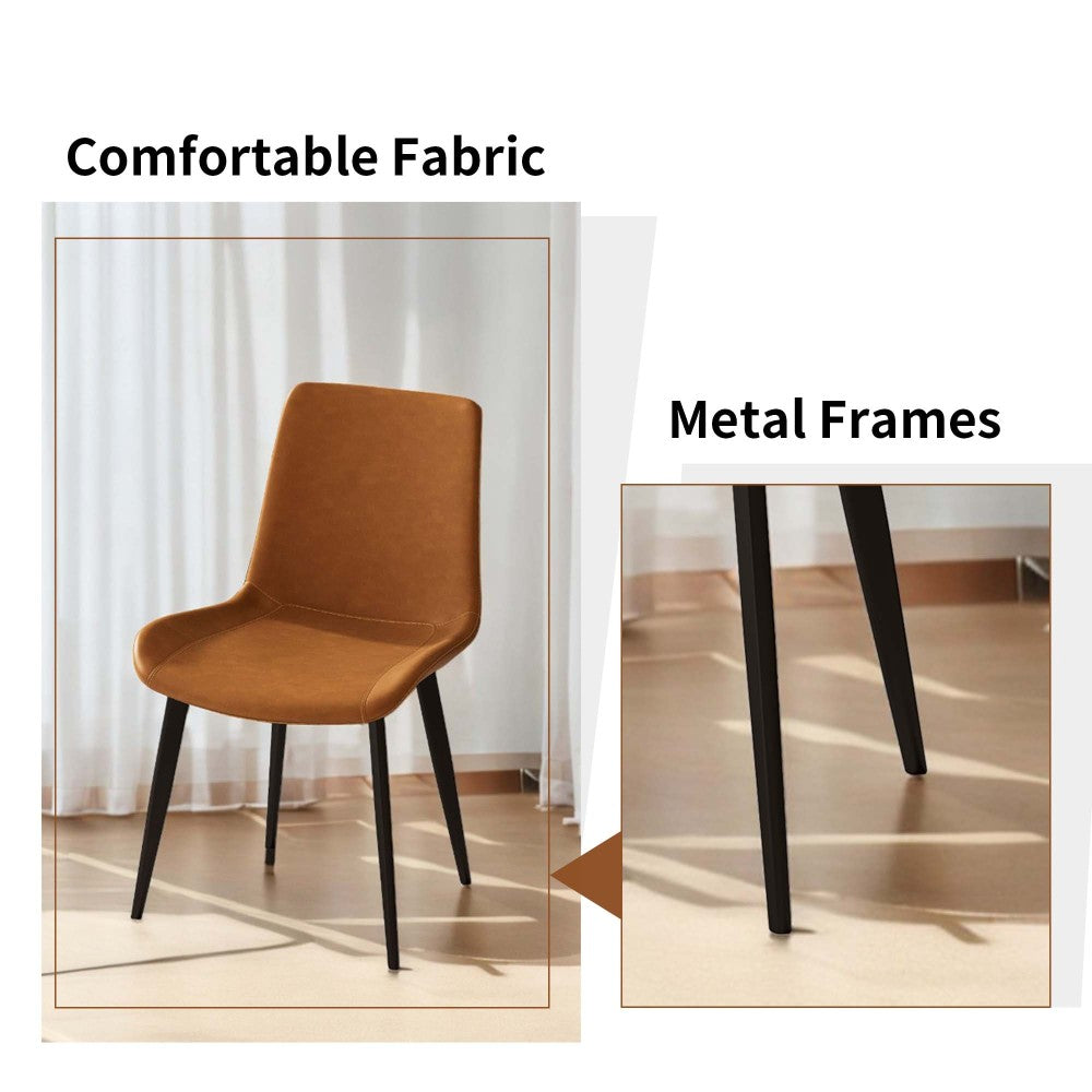 Dining Chairs 2PCS, Modern Kitchen & Dining Room Chairs, Upholstered Faux Leather Cushion Seat and Sturdy Metal Legs
