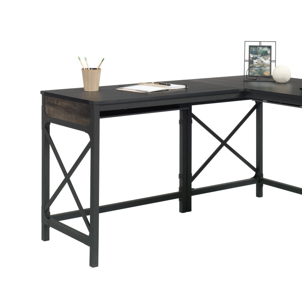 Sauder Foundry Road Engineered Wood/Metal 36" Desk Return in Carbon Oak