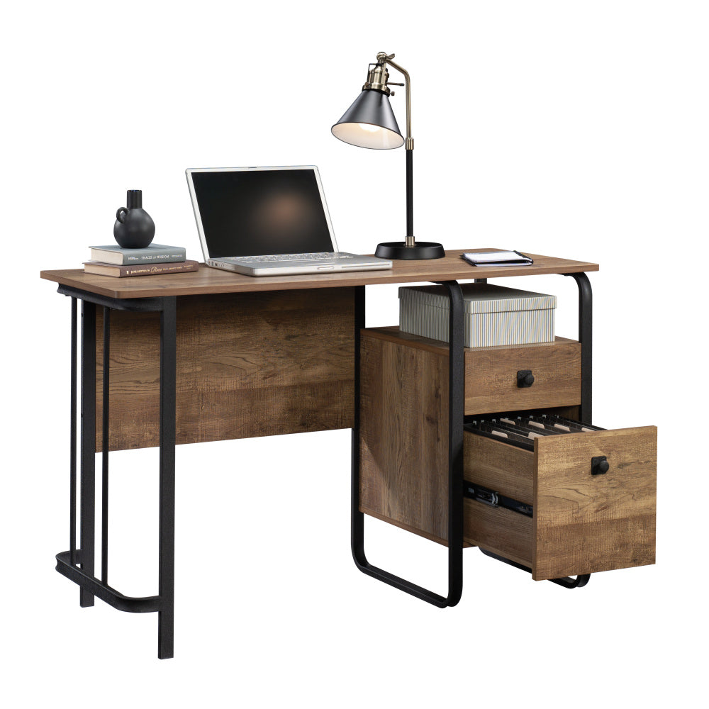 Sauder Station House Single Pedestal Desk, Etched Oak Finish
