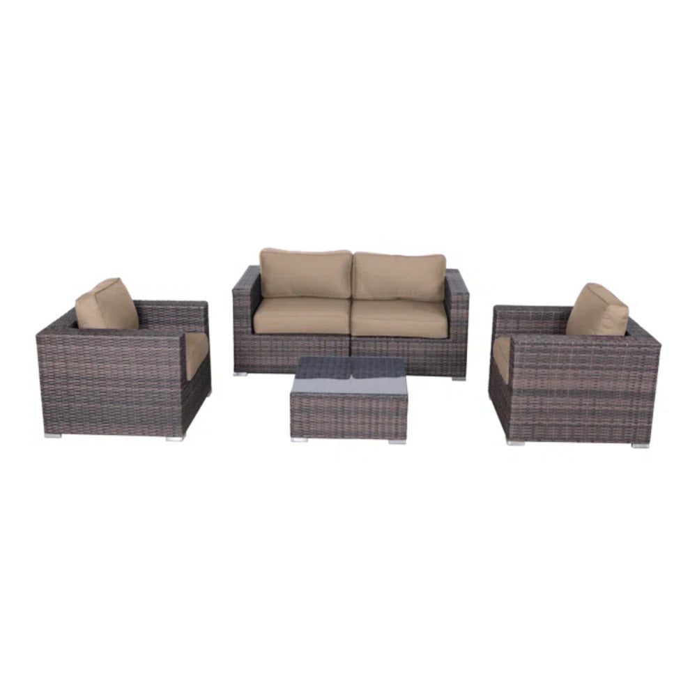 Fully Assembled 4-Piece Rattan Outdoor Sofa Seating Group with Cushions