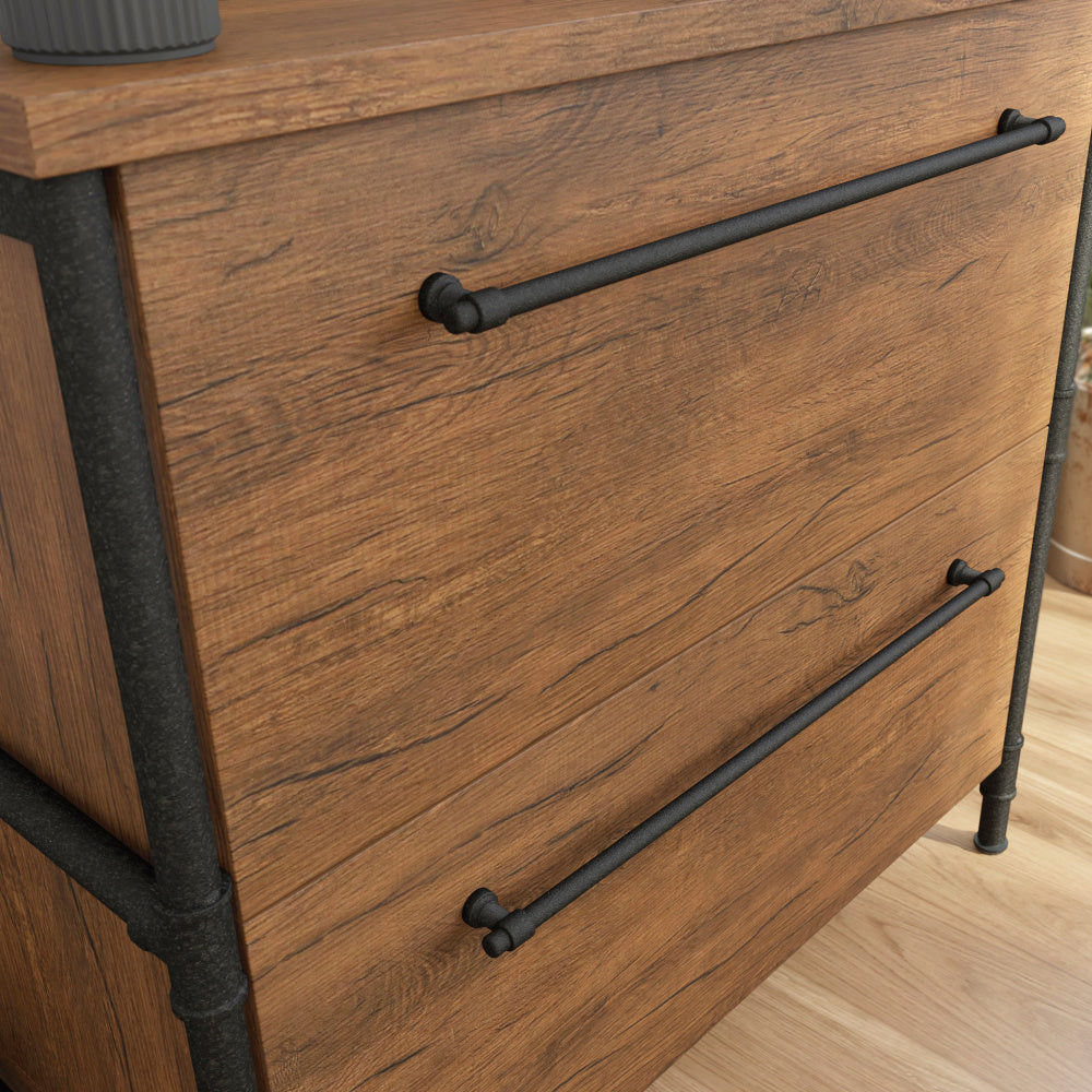 Sauder Iron City Lateral File, Checked Oak Finish
