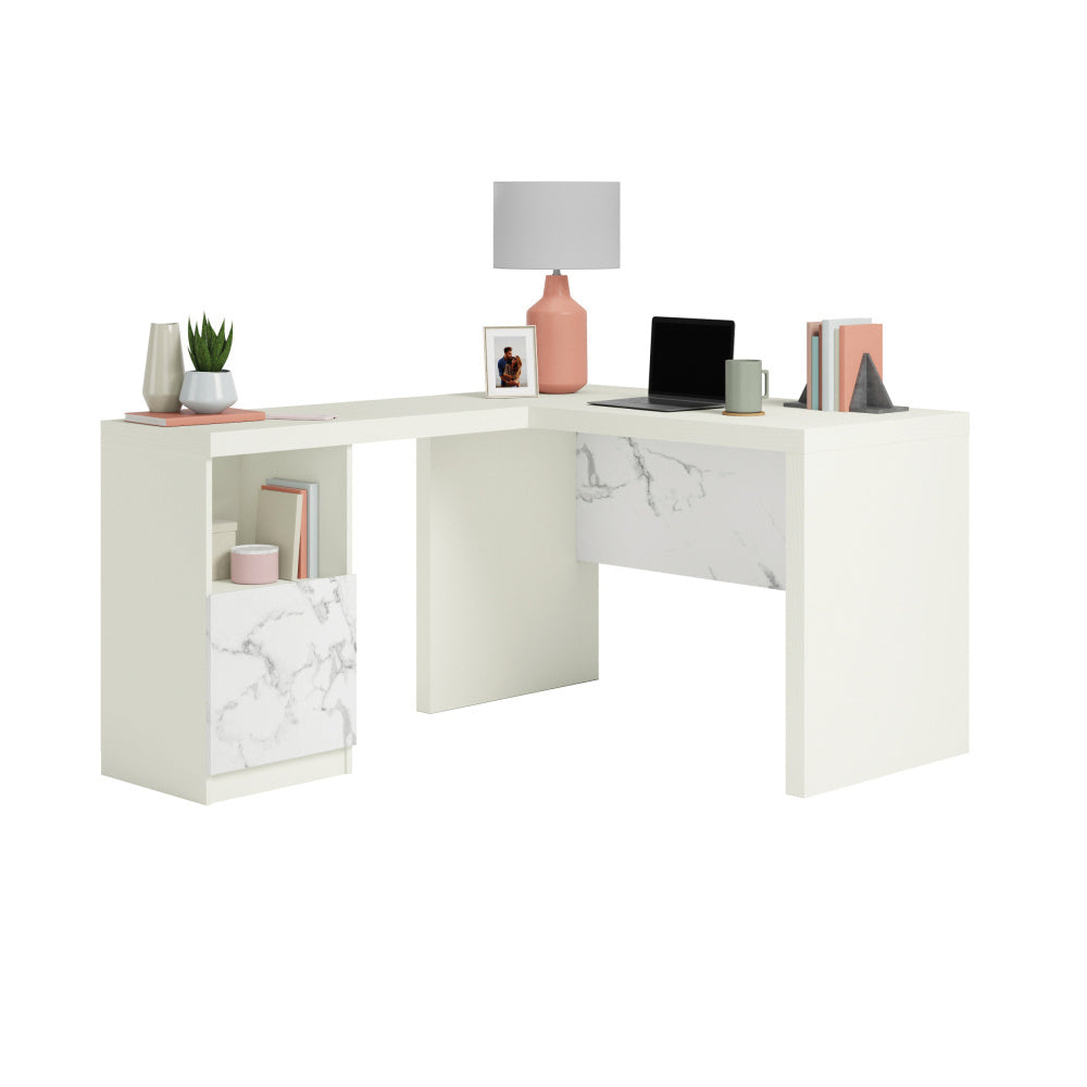 L-Shaped Desk, White finish