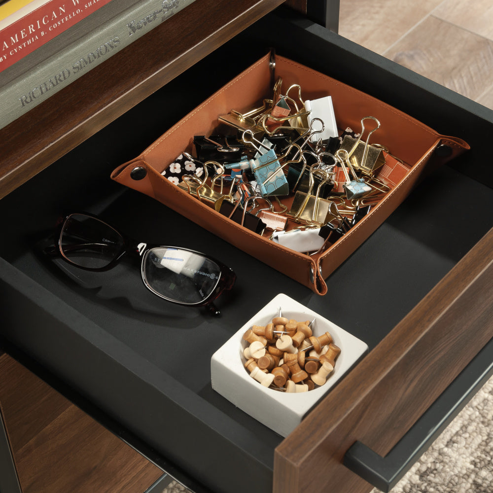 Home Office Desk with Drawers and Open Shelf