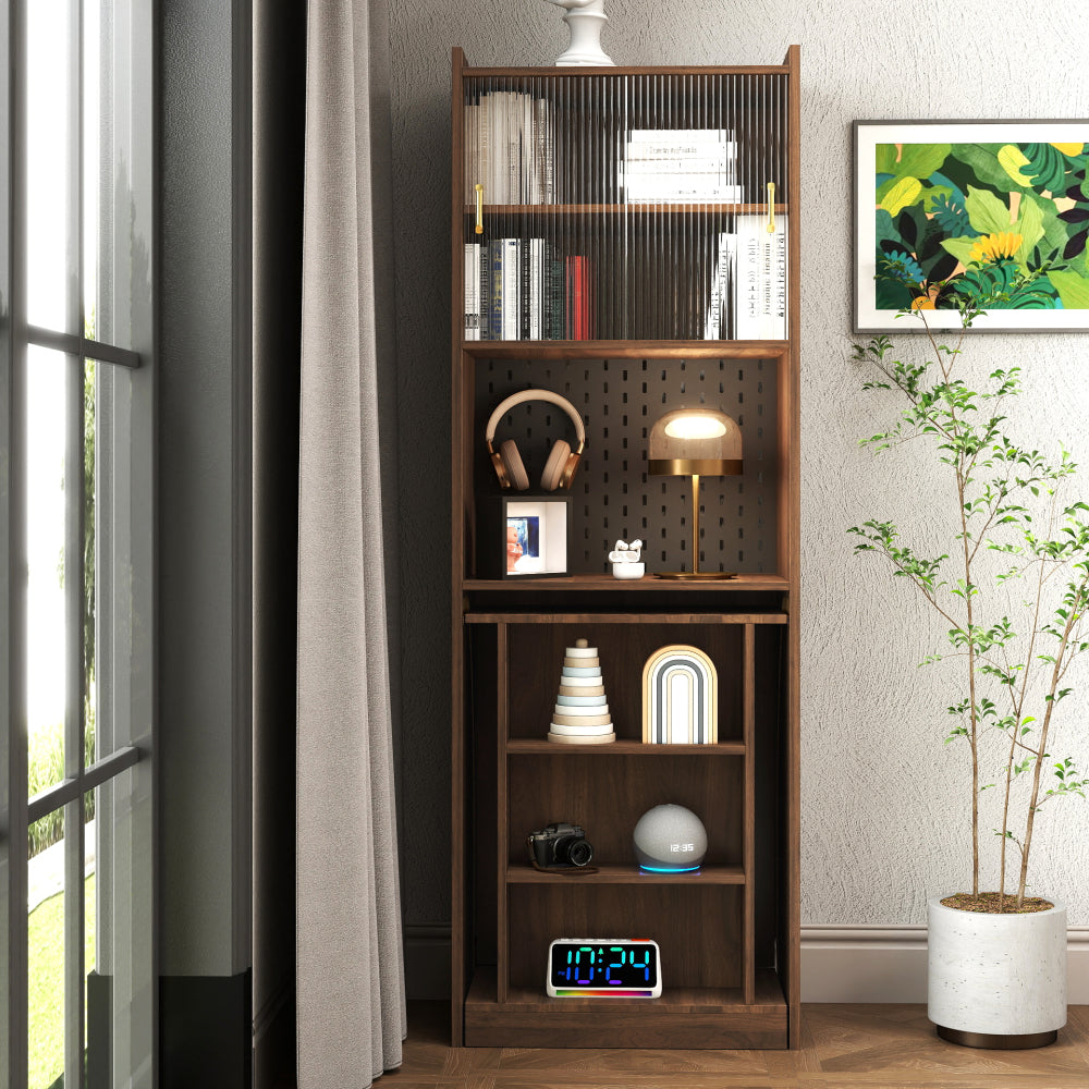 Folding Desk with Storage, Space-Saving Foldable Computer Desk for Small Spaces, Writing Study Table for Home Office, Bedroom, Dorm, Apartment