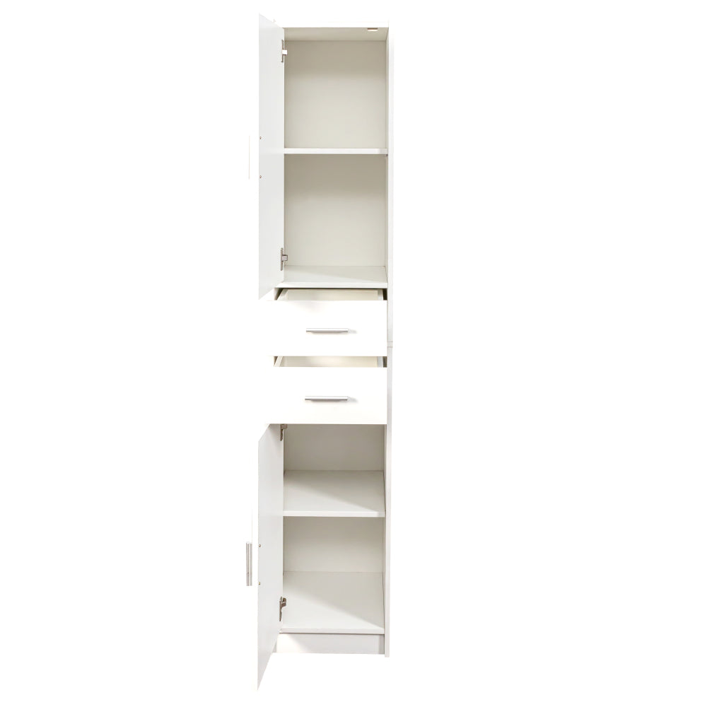 70.87" H Tall Bathroom Storage Cabinet with 2 Doors and 2 Drawer, Narrow Storage Unit, Adjustable Shelves, Floor Cabinet for Bathroom, Living Room, Entryway, Kitchen, White
