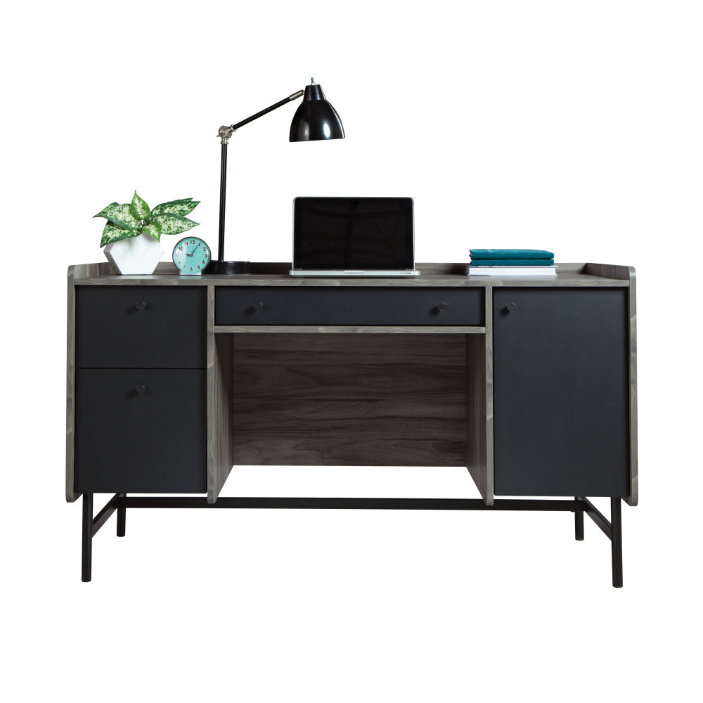 Sauder Harvey Park Double Pedestal Desk, Jet Acacia Finish