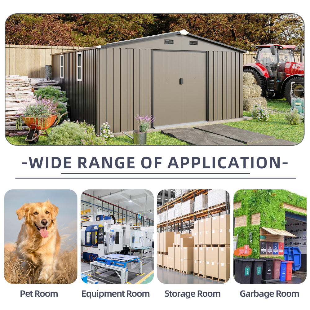 Campcraft 10*12ft  0.25mm color steel plate, surface protective film, Two daylight Windows, A practical and thoughtful gift,two colors can be freely selected storage sheds