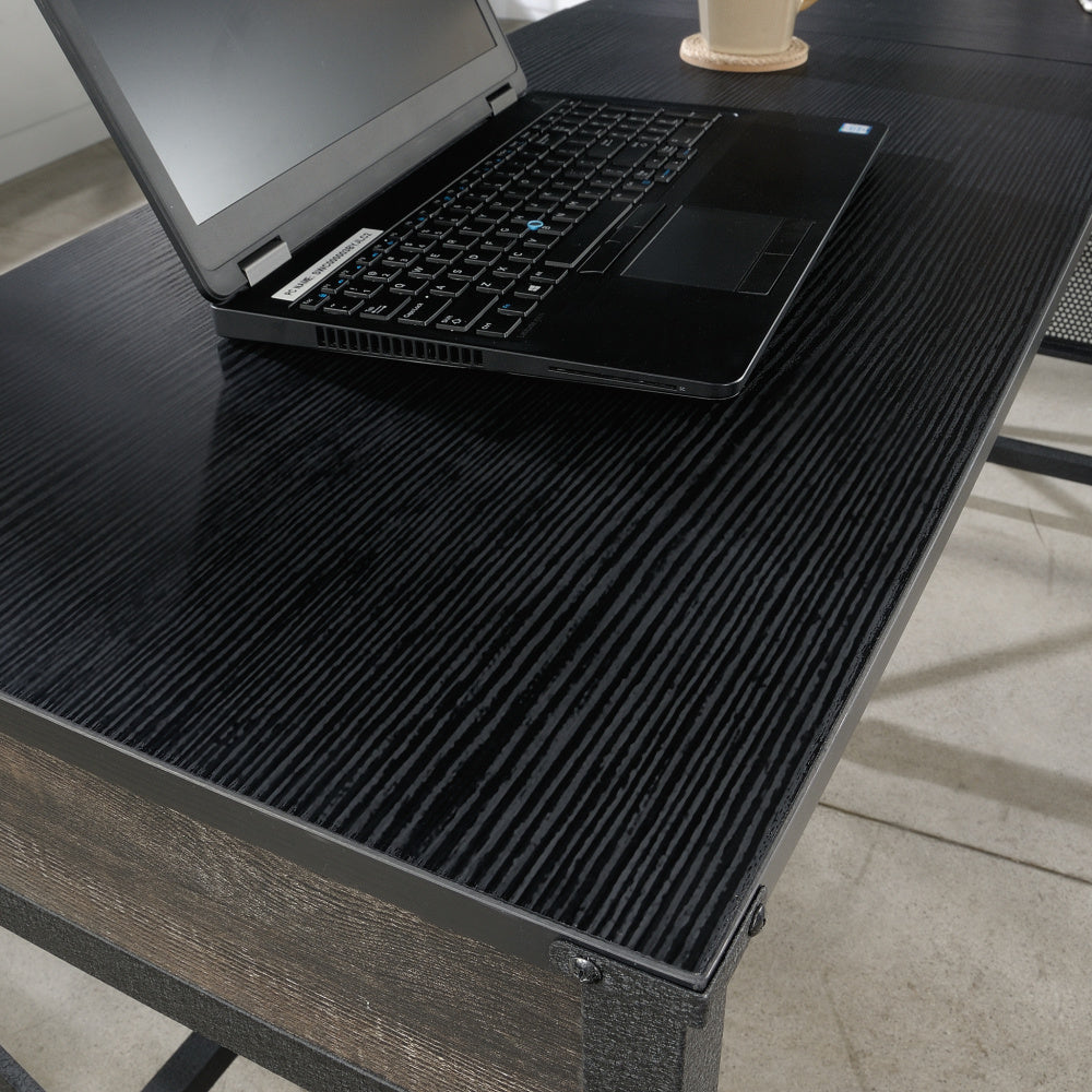 Sauder Foundry Road Engineered Wood/Metal 36" Desk Return in Carbon Oak