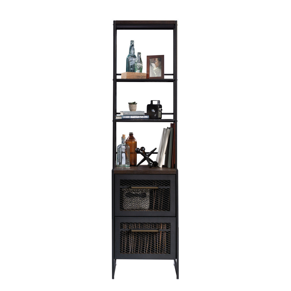 Sauder Briarbrook Tall Narrow Bookcase, Barrel Oak Finish
