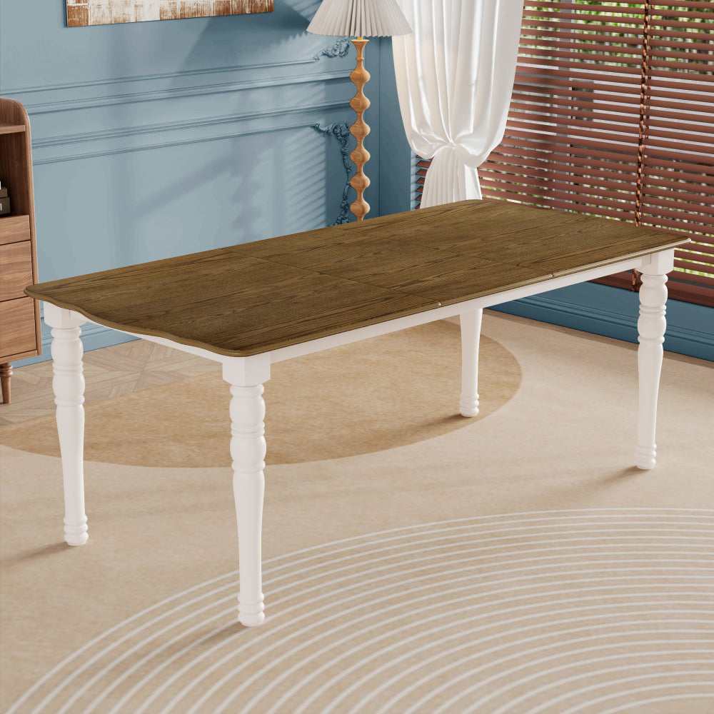 7-Piece Dining Table Set, 60inch to 78inch Extendable Wood Dining Table with Removable Leaf, Kitchen Table Set with 6 Upholstered Side Chair, Dining Table Set for 6