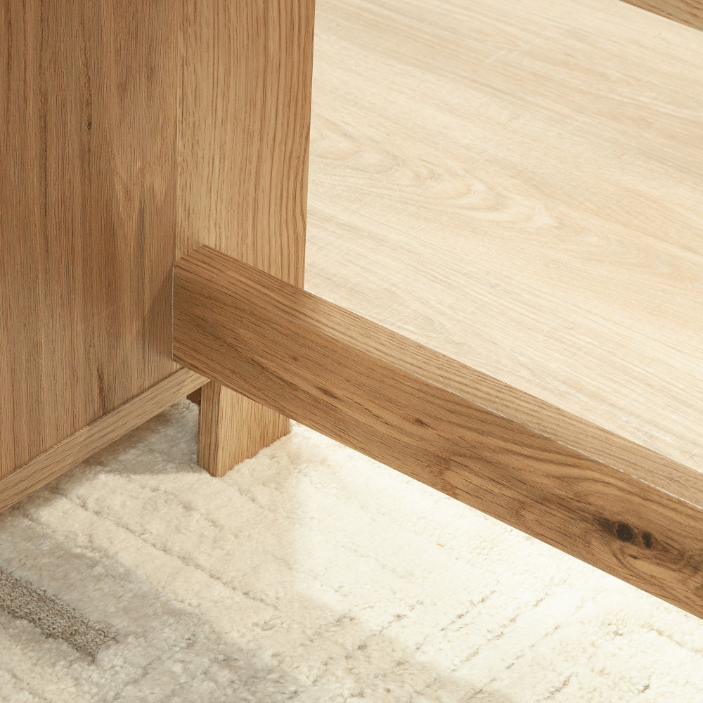 Sauder 434913L-Shaped Desk with Open Shelf in Timber Oak