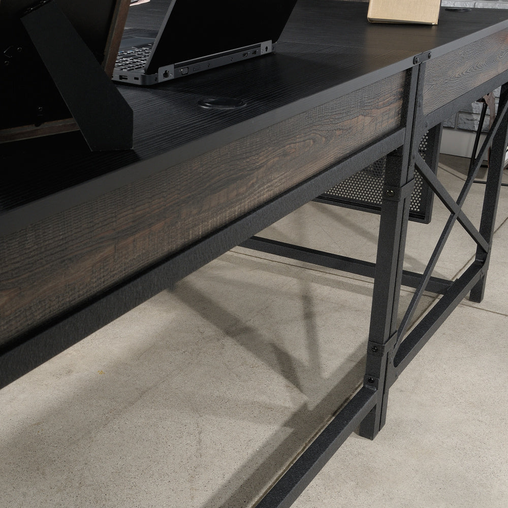 Sauder Foundry Road Engineered Wood/Metal 42" Desk Return in Carbon Oak