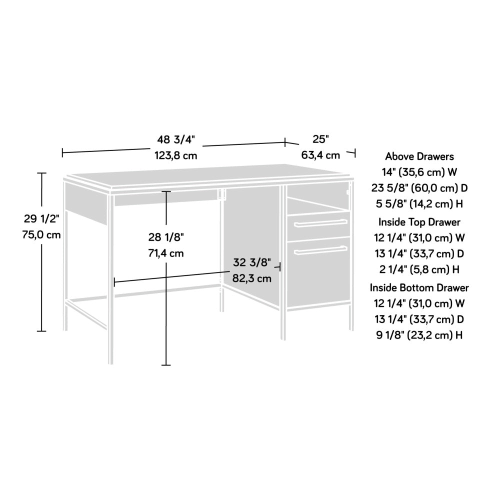 Sauder Nova Loft Home Office Desk with Drawers, Kiln Acacia