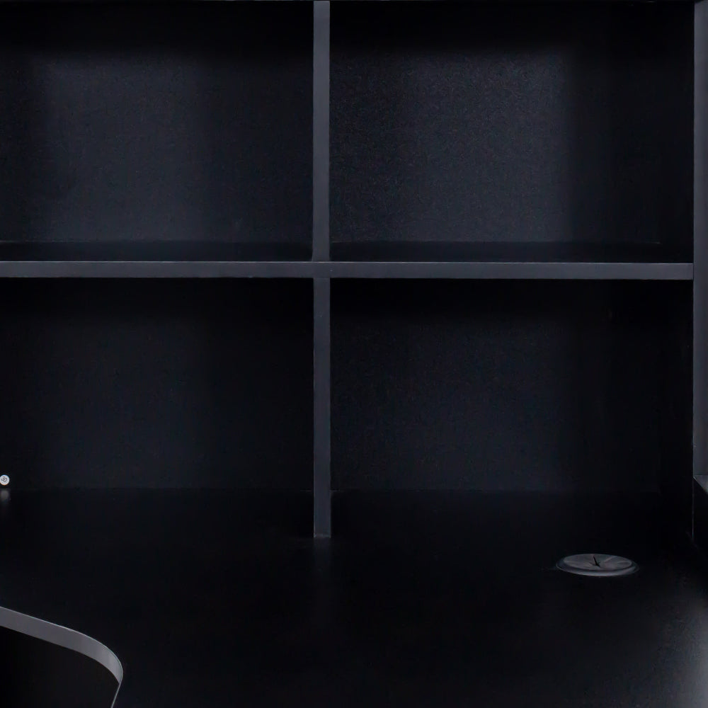 L-Shaped Corner Computer Desk  for Home Office or Study desk, Study Modern Style Table with Drawers, Bookshelf & Hutch, 2-in-1 L-Shaped Design, Large Working Space,black