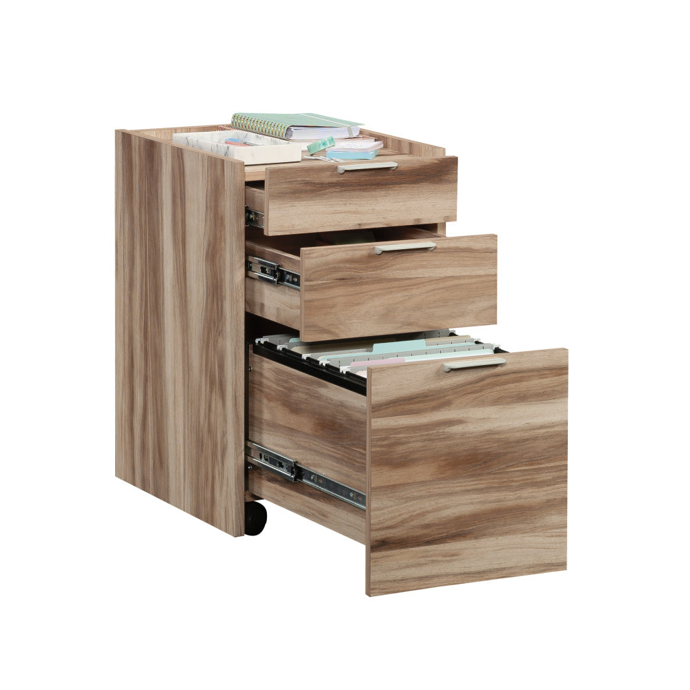 Sauder Bergen Circle Engineered Wood Mobile Pedestal in Kiln Acacia/Brown