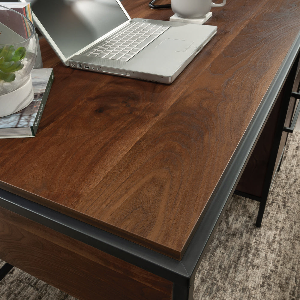 Home Office Desk with Drawers and Open Shelf