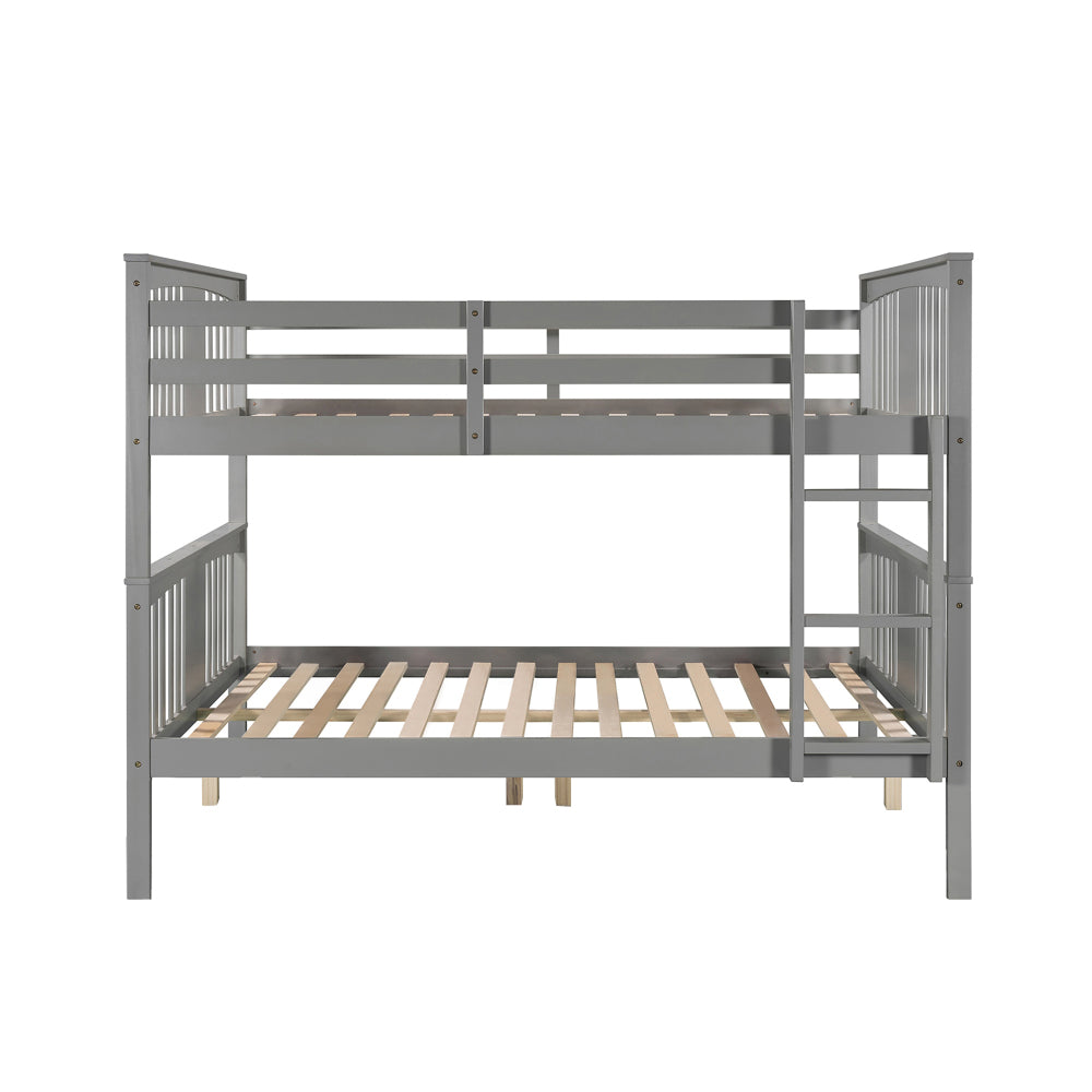 Full over Full Bunk Bed with Ladder for Bedroom, Guest Room Furniture-Gray(OLD SKU :LT000203AAE)