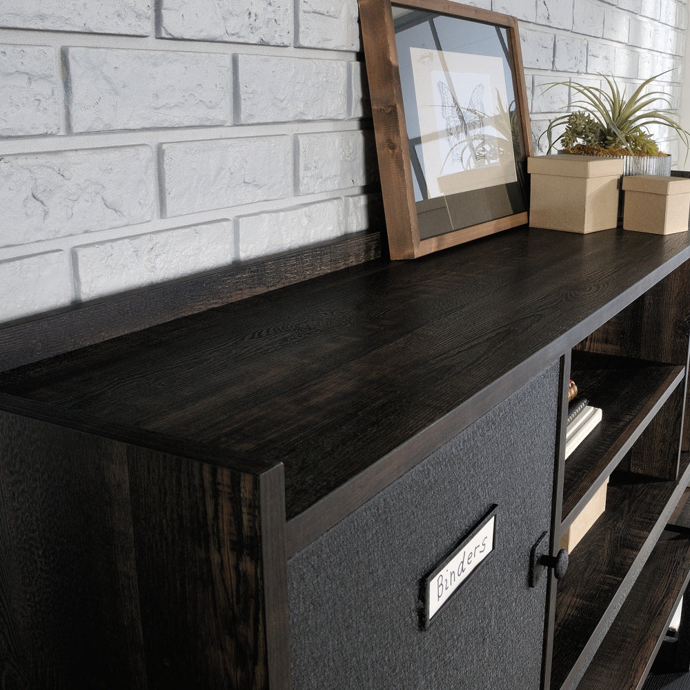 Sauder Foundry Road Engineered Wood 72" Desk Hutch in Carbon Oak