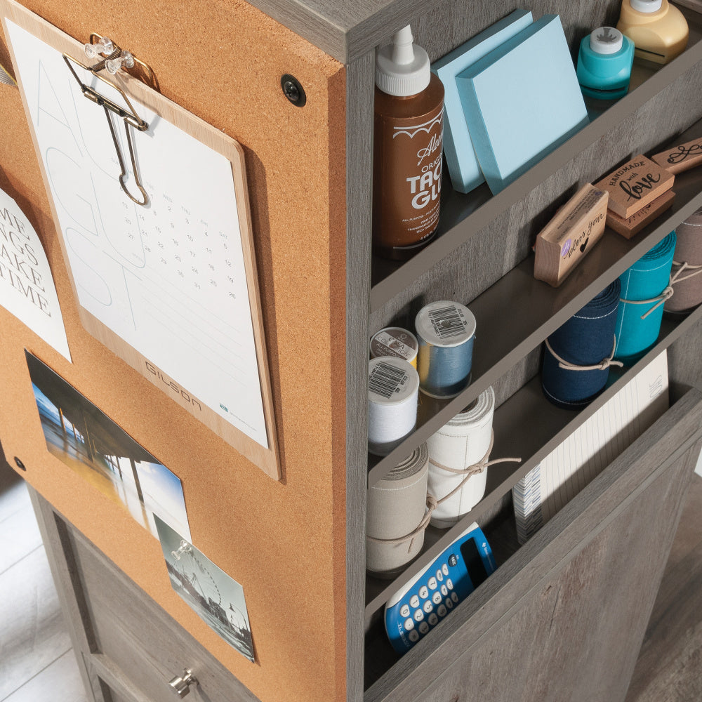 Sauder Craft Pro Series Craft Supplies Storage Organizer 360° Swivel Tower in Mystic Oak Finish