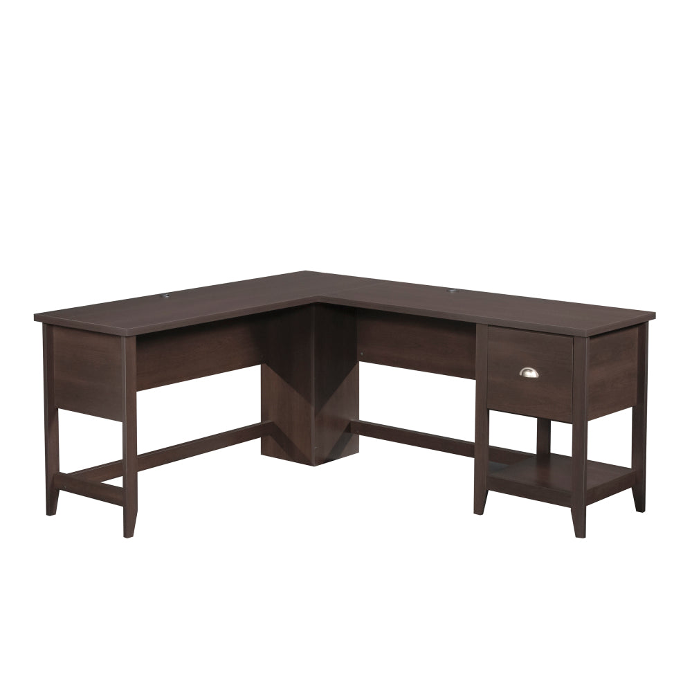 Sauder Summit Station L-Shaped Corner Home Office Desk with Drawer and Open Storage Shelf, in Cinnamon Cherry