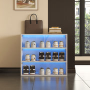 White Glass Door Shoe Box Shoe Storage Cabinet  With RGB Led Light