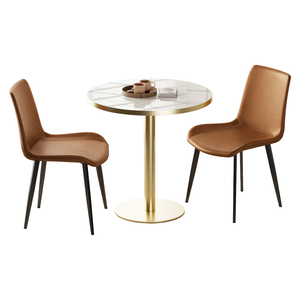 Dining Chairs 2PCS, Modern Kitchen & Dining Room Chairs, Upholstered Faux Leather Cushion Seat and Sturdy Metal Legs