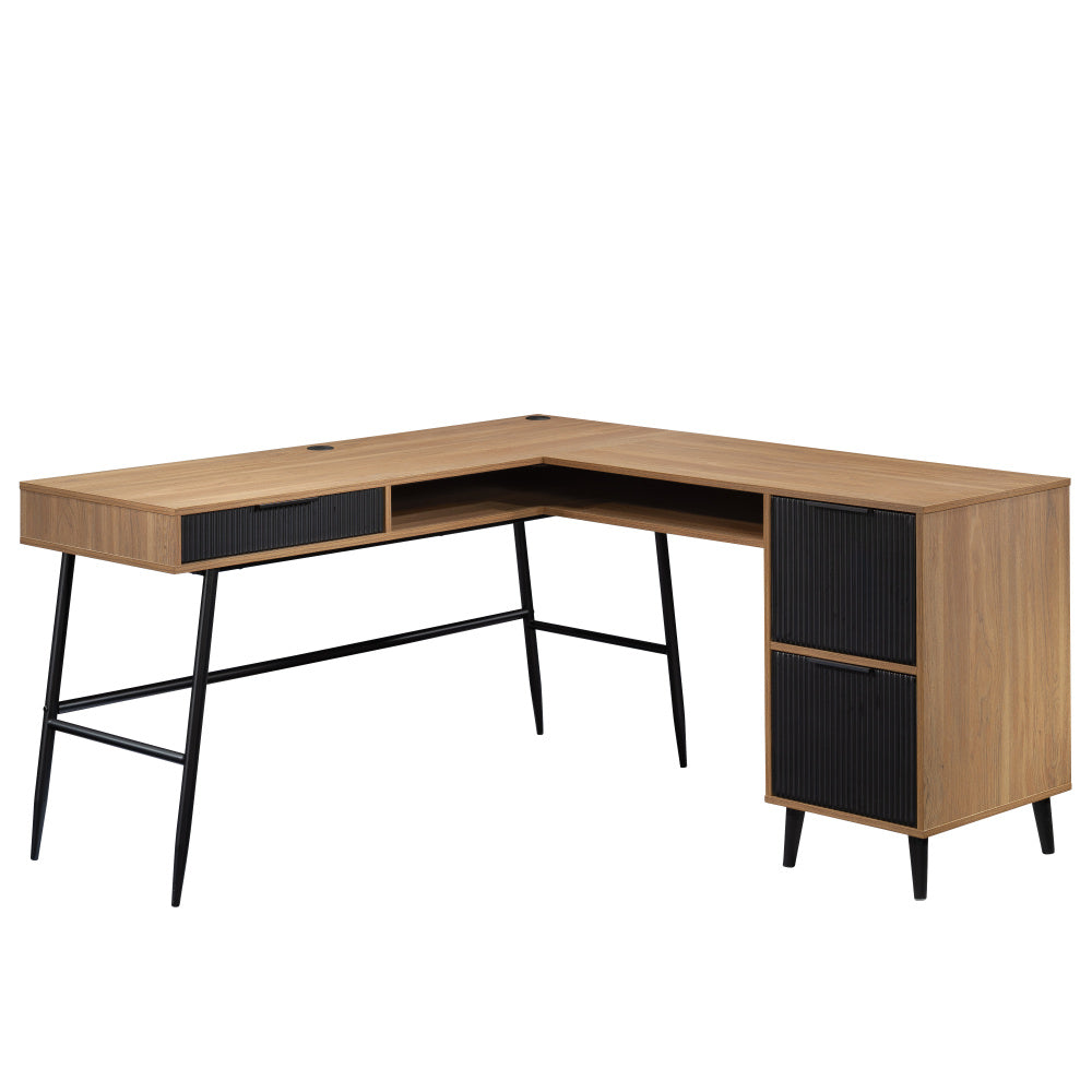 Sauder Ambleside Modern L-Shaped Desk, Serene Walnut Finish