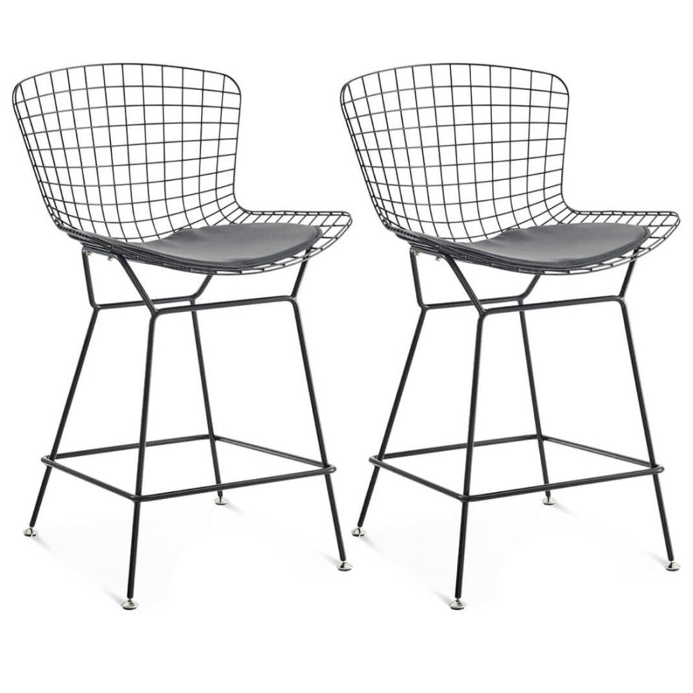 Set of Two Bertoia Bar Stools Black Frame