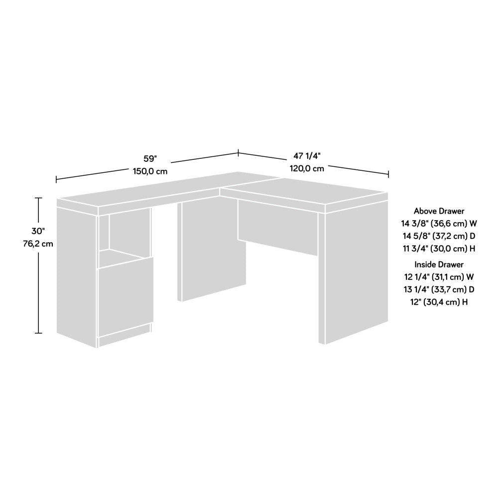 L-Shaped Desk, White finish